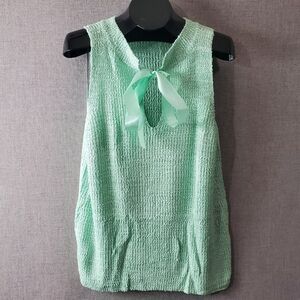 Ferbia Womens Knit High Neck Tank Top Sweater Tunic Pale Green Medium